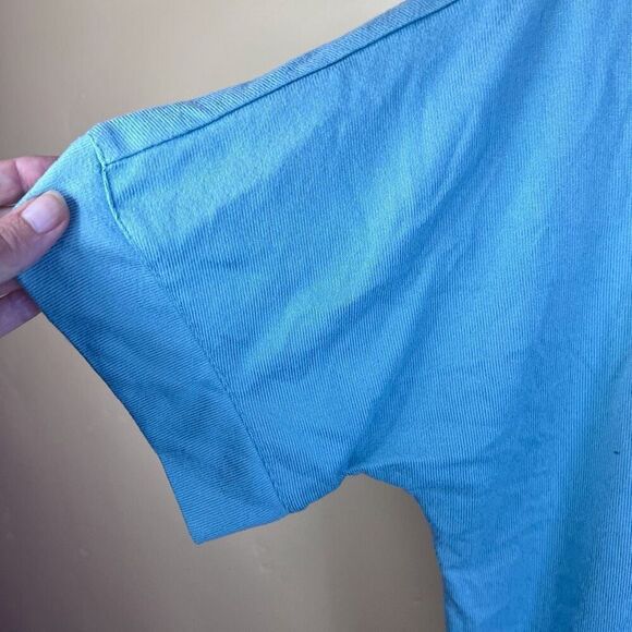 Natori Womens‎ Super Soft Short Sleeve Tee Size Medium Bright Turquoise Blue - Picture 2 of 5